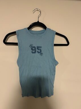 NOBO Light Blue Ribbed Tank Top with '95' Graphic